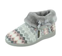 Rosebank Ladies Rosebank Memory Foam Norwegian Print Bootee Slippers Penny - Grey - UK 7