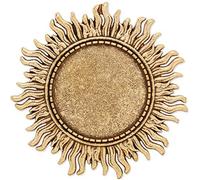 Rosebeading 10pcs Antique Gold Plated Sun Shape Brooch Blanks with 25mm Round Bezel-Safety Pin Fastening