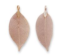 Rosebeading 2pcs fashion Electroplated leaf pendant,Filigree Leaf Charm,Natural Real Leaf jewelry making,gold
