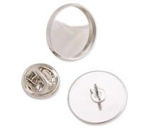 Rosebeading DIY Design Imitation Rhodium Plated Brooch Findings with 16mm Bezel Settings 50 Pieces