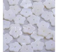 rosebeading White Natural mother of pearl Flower shell beads shell charm central hole 1mm diy Jewelry Accessories,sold 10pcs/lot