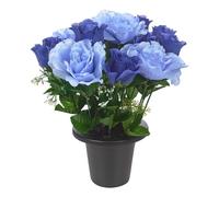 URBNLIVING Memorial Remembrance Cemetery Grave Pots Artificial Rose Flower in Black Planter Multicolored Mini Flowerpots