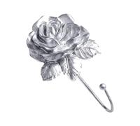 Rosee Wall Hooks - Vintage Key Holder Coat Hanger, Wall Mounted Creative Flower Hook, Painted Single Creative Flower Hanger for Home - Silver