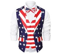Roseelf Men's Festival Fake 2-Piece Suit Vest with Bowtie