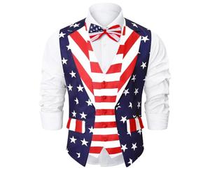 Roseelf Men's Festival Fake 2-Piece Suit Vest with Bowtie