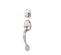 ROSEEONNE Door Handle Mid Century Modern Front Door Handleset with Colonial Lever Trim Exterior Handleset with Deadbolt and Key doorknobs(Silver)