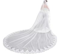ROSEEONNE veil Wedding Veil Comb Bridal Cathedral Veil Lace Edge Two Tier 3.5m Long And 3m Wide Veil Wedding Hair Comb For Brides Wedding veil