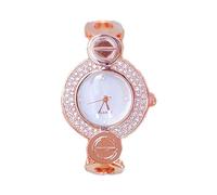 ROSEEONNE Watch 2-Pack Analog Quartz Watch Round Dial Slim Strap Fashionable Full Diamond Watch Light Luxury Gift Wrist Watches(Rose Gold)