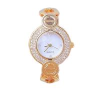 ROSEEONNE Watch 2-Pack Analog Quartz Watch Round Dial Slim Strap Fashionable Full Diamond Watch Light Luxury Gift Wrist Watches(Gold)