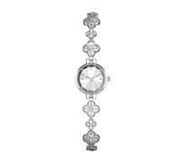 ROSEEONNE Watch 2-Pack Luxury Waterproof Watch Hollow Four-Leaf Clover Bracelet Watch Fashionable Quartz Watch Gift for Women Gold/Silver Wrist Watches(Silver)