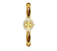 ROSEEONNE Watch 2-Pack Quartz Watch Waterproof Natural Tiger Eye Stone Oval Dial Watch Fashionable Girlfriend and Wife Gift Wrist Watches(Gold Surface)