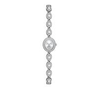 ROSEEONNE Watch 2-piece Quartz Waterproof Watch Oval Colored Crystal Diamond Watch Elegant Bracelet is a Gift for Women Wrist Watches(Silver)