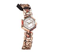 ROSEEONNE Watch 2pcs Luxury Women's Watch Diamond Dial Wrist Watches Hexagonal Glass Quartz Waterproof Wristwatch for Matching Dress Wrist Watch(Rose Gold White)
