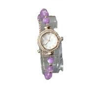 ROSEEONNE Watch 2pcs Women's Bracelet Watch Analog Quartz Elegant Wrist Watches Crystal Slim Strap Suitable for Ladies' Exquisite Circular Gift Wrist Watch(Lila)
