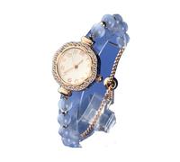 ROSEEONNE Watch 2pcs Women's Bracelet Watch Analog Quartz Elegant Wrist Watches Crystal Slim Strap Suitable for Ladies' Exquisite Circular Gift Wrist Watch(Blu)
