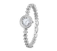 ROSEEONNE Watch Diamond-Studded Casual Quartz Waterproof Detachable Steel Band Watch Round Bracelet is a Great Gift for Women Wrist Watches(Silver)