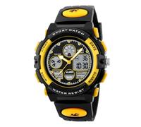 ROSEEONNE Watch Dual Movement Electronic Watch Sports Digital Watch Multi-Function Luminous Waterproof Suitable as A Men's Gift Wrist Watches(Gelb)