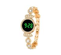 ROSEEONNE Watch Electronic Full Diamond Women's Watch Stainless Steel Luxury Bracelet Quartz Digital Wristwatch a Simple Birthday Gift Wrist Watch(Rose Gold White)