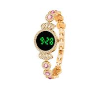 ROSEEONNE Watch Electronic Full Diamond Women's Watch Stainless Steel Luxury Bracelet Quartz Digital Wristwatch a Simple Birthday Gift Wrist Watch(Rose Gold Pink)