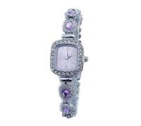 ROSEEONNE Watch Elegant Women's Watch Waterdrop Square Wristwatch with Diamond Fashion Quartz Wrist Watches Suitable as a Gift for Women Wrist Watch(Lila)