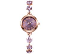 ROSEEONNE Watch Fashion Women's Watch Luxury Clover Bracelet Wristwatch Casual Simulated Quartz Watches Suitable for Matching Dresses Wrist Watch(Lila)