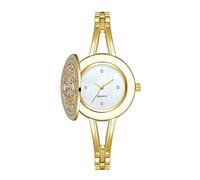 ROSEEONNE Watch Flip Full Diamond Watch Quartz Watch Floral Decorated Case Removable Strap Watch is a Wonderful Gift Gold/Silver Wrist Watches(Gold)