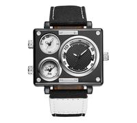 ROSEEONNE Watch Multi-time Zone Square Watch Casual Quartz Wristwatch Men's Wrist Watch with Canvas Strap with Casual Clothes Wrist Watches(Nero)