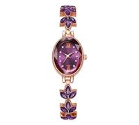 ROSEEONNE Watch Women's Watch Luxury Petal Bracelet Elegant Wristwatch Oval Dial Simulated Quartz Wrist Watches Suitable as a Women's Gift Wrist Watch(Lila)