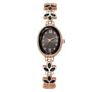 ROSEEONNE Watch Women's Watch Luxury Petal Bracelet Elegant Wristwatch Oval Dial Simulated Quartz Wrist Watches Suitable as a Women's Gift Wrist Watch(Nero)