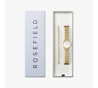 ROSEFIELD Ladies Small Edit White Dial Golden Bracelet Watch & Hammered Chainlink Bracelet Gift Set 26WGSG-X278