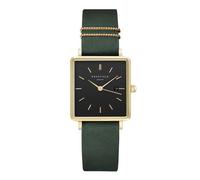 Rosefield Women's Watch The Boxy Gold Square Case - Black Dial & Forest Green Strap QBFGG-Q031