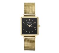 Rosefield Women's Watch The Boxy Gold Square Case - Black Dial & Mesh Gold Strap QBMG-Q06