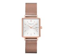 Rosefield Women's Watch The Boxy Rose Gold Square Case - White Dial & Mesh Rose Gold Strap QWSR-Q01