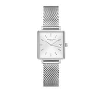 Rosefield Women's Watch The Boxy XS: Silver 22 * 24mm Square Case with White Dial and Silver Strap - QMWMS-Q038