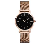 Rosefield Women's Watch The Tribeca: Rose Gold 33mm Round Case with Black Dial and Rose Gold Strap - TBR-T59