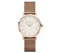 Rosefield Women's Watch The Tribeca: Rose Gold 33mm Round Case with White Dial and Rose Gold Strap - TWR-T50