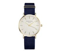 Rosefield Women's Watch The West Village: Gold 33mm Round Case with White Dial and Blue Strap - WBUG-W70