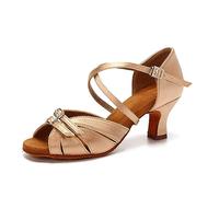 Rosefinch Ballroom Women Latin Dance Shoes 5cm Modern Pole Dance Shoes Salsa Tango High Heel Adjustable Latin Shoes for Girls Ladies A323