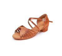 Rosefinch Latin Dance Shoes for Girls Women's Salsa Tango Ballroom Practice Dancing Shoes Brown 2'