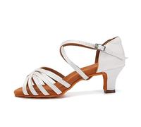 Rosefinch Latin Dance Shoes for Women Ballroom Party Salsa Dance Practice Performance Shoes White 5cm 4.5' Size