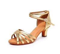 Rosefinch Latin Dance Shoes for Women Brown Professional Dance Shoes Ballroom Party Salsa Dance Practice Performance Shoes Size-5cm Heel