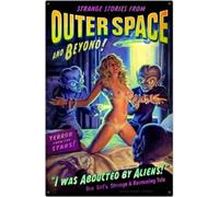 Rosefinch Stone Outer Space Abducted By Aliens Sci-Fi Pin Up Girl Funny Retro Tin Sign Garage Plaque Wall Decoration For Bars Restaurants Cafes Pubs 8×12inch