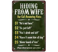 Rosefinch Stone Retro Funny Metal Sign Sheet Signs Tin Sign,Hiding from Wife Bar Outdoor Home Wall Decoration, Size:8 x 12