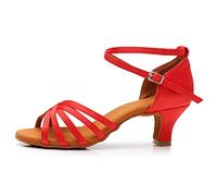 Rosefinch Women's Latin Dance Shoes Ballroom Professional Modern Tango Salsa Practice Performance Dancing Shoes Red 5cm Heel 4.5'