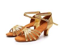Rosefinch Women's Latin Dance Shoes Ballroom Professional Modern Tango Salsa Practice Performance Dancing Shoes Gold 5cm Heel 6.5'