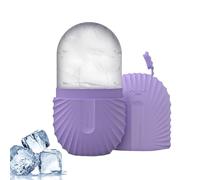 RoseFlower 1 pcs Ice Face Roller, Mini Silicone Ice Mold Holder for Face Reusable Facial Ice Cube Tray Skin Care Massage Tools, Calms Skin & Shrinks Pores & Eye Puffiness Relief -Purple