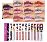 RoseFlower 11 Colors Sparkle Lip Gloss,Metallic Lipgloss Diamond Glitter Shimmer Lipstick Not Fade Waterproof Non-Stick Liquid Lipstick Makeup Gift set Purple, pink, silver...metallic glitter colors