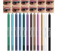 RoseFlower 12 Colors Colored Eye Liner kit, Colorful Eyeliner Set, Rainbow Eye Liner Eyeshadow Pencil with Green Blue Burgundy Black White Eye Liners Pigmented Waterproof Long Lasting Fun Makeup Gift