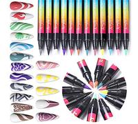 RoseFlower 12 Colors Nail Art Pens Set, 3D Nail Polish Pens Nail Design Tools, Graffiti Dotting Nail Art Drawing Paint Pen Quick Dry Waterproof Nail Art Painting Pens Kit for DIY Nail Art Design - #B