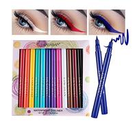 RoseFlower 12PCS Matte Rainbow Colorful Liquid Eyeliner Set, Super Sharp Soft Tip Brush, High Waterproof
